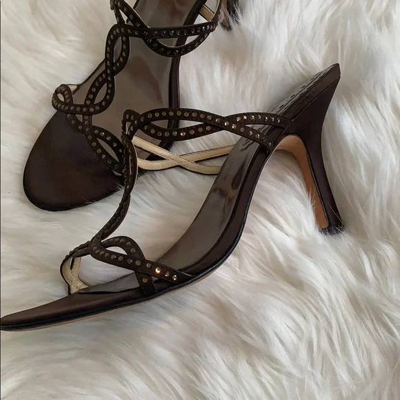 BP women’s bronze beaded brown heels - Picture 2 of 6